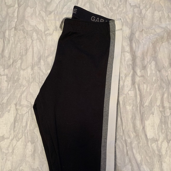 Black leggings with side grey and white stripes - Picture 3 of 5